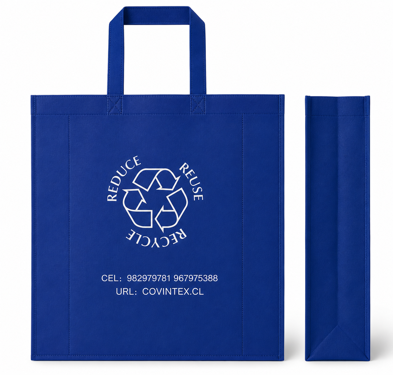 Bolso ecológico TNT 45x40cm bordes y manilla cosidos (Paquete 50u)